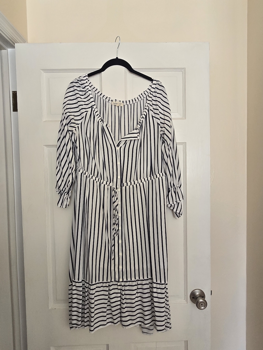 Indigo Soul Navy & White Vertical Stripe Dress